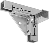 Image of ProductInUse. Front orientation. Contains Annotated. Strut Channel Framing and Fittings. Corner Strut Channel Brackets, Style 11.