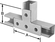 Image of ProductInUse. Front orientation. Contains Annotated. Strut Channel Framing and Fittings. Surface Strut Channel Brackets, Style 13.