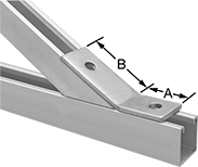 Image of ProductInUse. Front orientation. Contains Annotated. Strut Channel Framing and Fittings. Corner Strut Channel Brackets, Style 13.