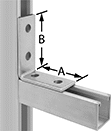 Image of ProductInUse. Front orientation. Contains Annotated. Strut Channel Framing and Fittings. Corner Strut Channel Brackets, Style 3.