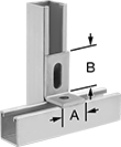 Image of ProductInUse. Front orientation. Contains Annotated. Strut Channel Framing and Fittings. Corner Strut Channel Brackets, Style 5.