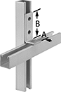Image of ProductInUse. Front orientation. Contains Annotated. Strut Channel Framing and Fittings. Corner Strut Channel Brackets, Style 4.