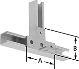 Image of ProductInUse. Front orientation. Contains Annotated. Strut Channel Framing and Fittings. Corner Strut Channel Brackets, Style 10.