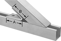 Image of ProductInUse. Front orientation. Contains Annotated. Strut Channel Framing and Fittings. Corner Strut Channel Brackets, Style 12.