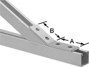 Image of ProductInUse. Front orientation. Contains Annotated. Strut Channel Framing and Fittings. Corner Strut Channel Brackets, Style 14.