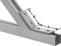 Image of ProductInUse. Front orientation. Contains Annotated. Strut Channel Framing and Fittings. Corner Strut Channel Brackets, Style 17.