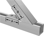 Image of ProductInUse. Front orientation. Contains Annotated. Strut Channel Framing and Fittings. Corner Strut Channel Brackets, Style 15.
