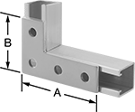 Image of ProductInUse. Front orientation. Contains Annotated. Strut Channel Framing and Fittings. Surface Strut Channel Brackets, Style 9.