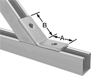 Image of ProductInUse. Front orientation. Contains Annotated. Strut Channel Framing and Fittings. Corner Strut Channel Brackets, Style 16.