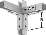 Image of ProductInUse. Front orientation. Contains Annotated. Strut Channel Framing and Fittings. Wraparound Strut Channel Brackets, Style 8.