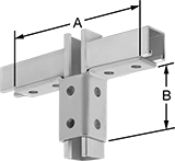 Image of ProductInUse. Front orientation. Contains Annotated. Strut Channel Framing and Fittings. Wraparound Strut Channel Brackets, Style 5.