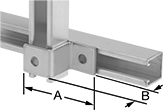 Image of ProductInUse. Front orientation. Contains Annotated. Strut Channel Framing and Fittings. Offset Strut Channel Brackets, Style 2.