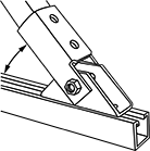 Image of ProductInUse. Range of Motion. Front orientation. Brackets, Pivoting Bracket.