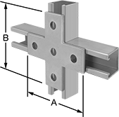 Image of ProductInUse. Front orientation. Contains Annotated. Strut Channel Framing and Fittings. Surface Strut Channel Brackets, Style 7.