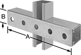 Image of ProductInUse. Front orientation. Contains Annotated. Strut Channel Framing and Fittings. Surface Strut Channel Brackets, Style 4.