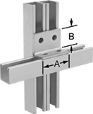 Image of ProductInUse. Front orientation. Contains Annotated. Strut Channel Framing and Fittings. Corner Strut Channel Brackets, Style 9.