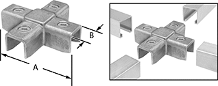 Image of Product. Front orientation. Contains Annotated, Border, MultipleImages. Strut Channel Framing and Fittings. Concealed Strut Channel Brackets, Style 2.