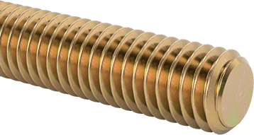 Image of Product. Front orientation. High-Strength Steel Threaded Rod, Zinc-Yellow-Chromate Plated, 7/16"-14 Thread Size, 1 Foot Long.