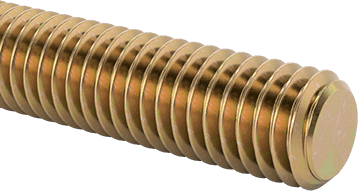 Image of Product. Front orientation. High-Strength Steel Threaded Rod, Zinc-Yellow-Chromate Plated, 7/16"-14 Thread Size, 6 Feet Long.