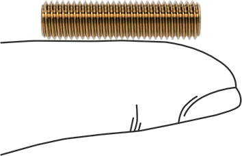 Image of Product. Side1 orientation. Contains SizingReference. High-Strength Steel Threaded Rod, Zinc-Yellow-Chromate Plated, 1/4"-28 Thread Size, 1" Long.