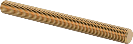 Image of Product. Front orientation. High-Strength Steel Threaded Rod, Zinc Yellow-Chromate Plated, 3/8"-24 Thread Size, 4" Long.