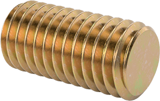 Image of Product. Front orientation. High-Strength Steel Threaded Rod, Zinc Yellow-Chromate Plated, 1/2"-13 Thread Size, 1" Long.