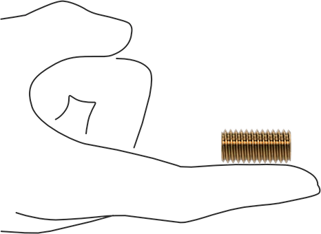 Image of Product. Side1 orientation. Contains SizingReference. High-Strength Steel Threaded Rod, Zinc Yellow-Chromate Plated, 1/2"-13 Thread Size, 1" Long.