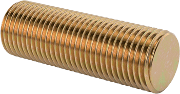 Image of Product. Front orientation. High-Strength Steel Threaded Rod, Zinc Yellow-Chromate Plated, 1/2"-20 Thread Size, 1-1/2" Long.