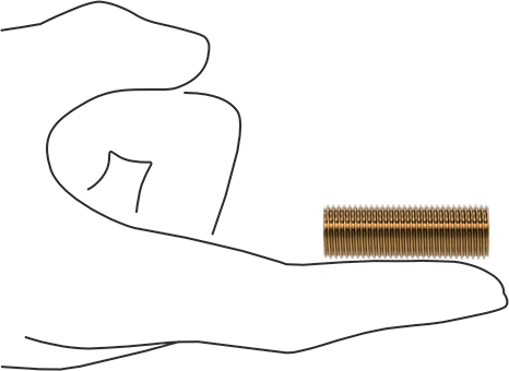 Image of Product. Side1 orientation. Contains SizingReference. High-Strength Steel Threaded Rod, Zinc Yellow-Chromate Plated, 1/2"-20 Thread Size, 1-1/2" Long.