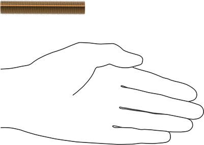 Image of Product. Side1 orientation. Contains SizingReference. High-Strength Steel Threaded Rod, Zinc Yellow-Chromate Plated, 1/2"-20 Thread Size, 3" Long.
