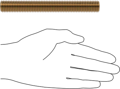 Image of Product. Side1 orientation. Contains SizingReference. High-Strength Steel Threaded Rod, Zinc Yellow-Chromate Plated, 3/4"-10 Thread Size, 6" Long.