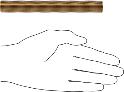 Image of Product. Side1 orientation. Contains SizingReference. High-Strength Steel Threaded Rod, Zinc Yellow-Chromate Plated, 3/4"-16 Thread Size, 6" Long.