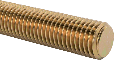 Image of Product. Front orientation. High-Strength Steel Threaded Rod, Zinc Yellow-Chromate Plated, 3/4"-10 Thread Size, 8 Feet Long.