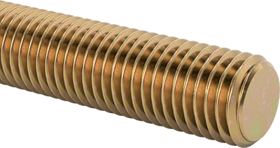 Image of Product. Front orientation. High-Strength Steel Threaded Rod, Zinc Yellow-Chromate Plated, 3/4"-10 Thread Size, 12 Feet Long.