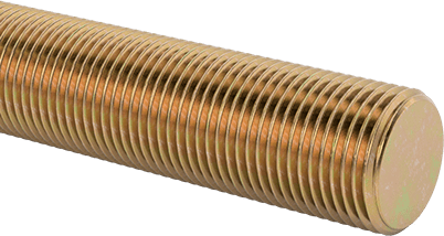 Image of Product. Front orientation. High-Strength Steel Threaded Rod, Zinc Yellow-Chromate Plated, 3/4"-16 Thread Size, 1 Foot Long.