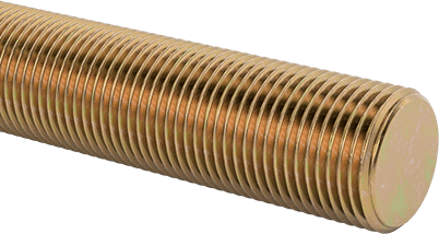 Image of Product. Front orientation. High-Strength Steel Threaded Rod, Zinc Yellow-Chromate Plated, 3/4"-16 Thread Size, 6 Feet Long.
