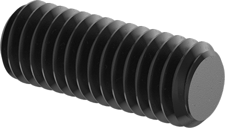 Image of Product. Front orientation. High-Strength Black-Oxide Steel Threaded Rod, 3/8"-16 Thread Size, 1" Long.
