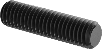 Image of Product. Front orientation. High-Strength Black-Oxide Steel Threaded Rod, 3/8"-16 Thread Size, 1-1/2" Long.