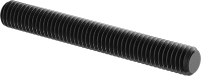 Image of Product. Front orientation. High-Strength Black-Oxide Steel Threaded Rod, 3/8"-16 Thread Size, 5" Long.