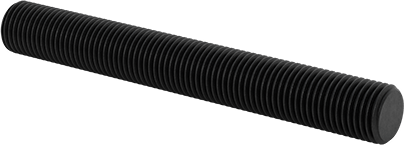 Image of Product. Front orientation. High-Strength Black-Oxide Steel Threaded Rod, 3/8"-24 Thread Size, 3" Long.