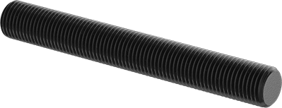 Image of Product. Front orientation. High-Strength Black-Oxide Steel Threaded Rod, 3/8"-24 Thread Size, 3" Long.