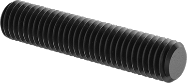 Image of Product. Front orientation. High-Strength Black-Oxide Steel Threaded Rod, 1/2"-13 Thread Size, 2-1/2" Long.