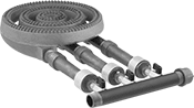 Image of Product. Front orientation. Gas Burners. Gas Burners, Round Burners, 3 Burner Rings.