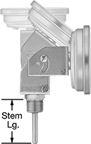 Image of Product. Side1 orientation. Contains Annotated. Thermometers. Vibration-Resistant Threaded Thermometers, Adjustable Bottom Connection.
