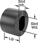 Image of Product. Front orientation. Contains Annotated. Slotted Bushings. Slotted Bushings with Etched Line.