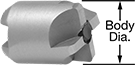 Image of Product. Counterbore Head. Front orientation. Contains Annotated. Counterbores. Reverse Counterbores.