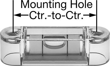 Image of Product. C. Front orientation. Contains Annotated. Horizontal-Surface-Mount Tubular Level, 2-3/16" Long.