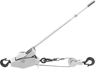 Image of Product. Aluminum Puller with Removable Pulley. Front orientation. Ratchet Pullers. Heavy Duty Ratchet Pullers with Wire Rope, Removable Pulley, Aluminum.