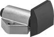 Image of Product. Front orientation. Spring Stops. Spring-Loaded Guide Plungers, Square Face with Chamfered Bottom, Triangular Base.
