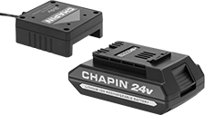 Image of Product. Front orientation. Batteries. Chapin Cordless Tool Batteries and Chargers.